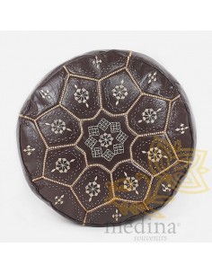 Pouf Nejma en cuir chocolat...
