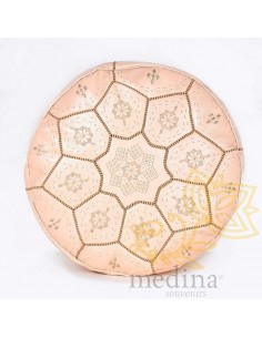 Pouf Nejma en cuir rose,...