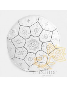 Pouf Nejma en cuir blanc,...
