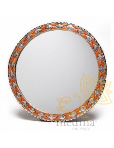 Grand miroir rond orné et...