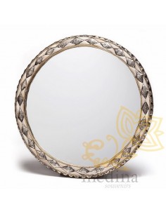 Grand miroir rond orné et...