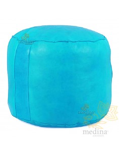 Pouf rond rosace turquoise,... 2