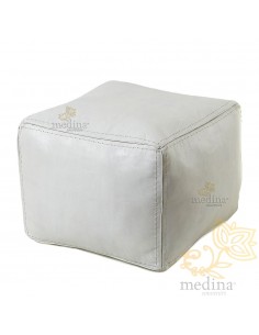 Pouf carré blanc en cuir... 2