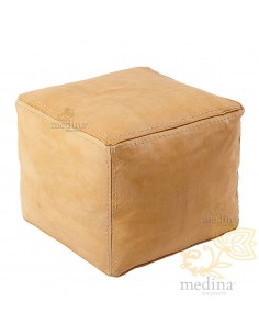Pouf carré en cuir surpiqué... 2