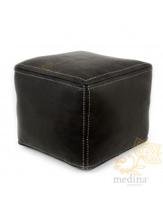 Pouf carré noir en cuir... 2