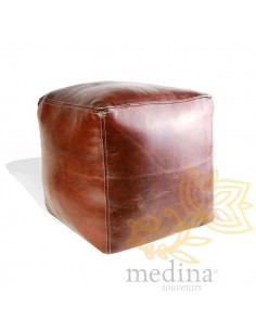 Pouf marocain cube marron...