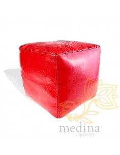 Pouf marocain cube rouge,...