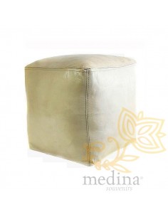 Pouf marocain cube blanc,...