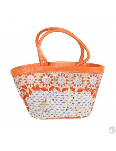 Panier en osier entièrement décoré aux Fleurs doranger
