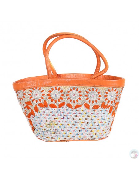 Panier en osier entièrement décoré aux Fleurs doranger