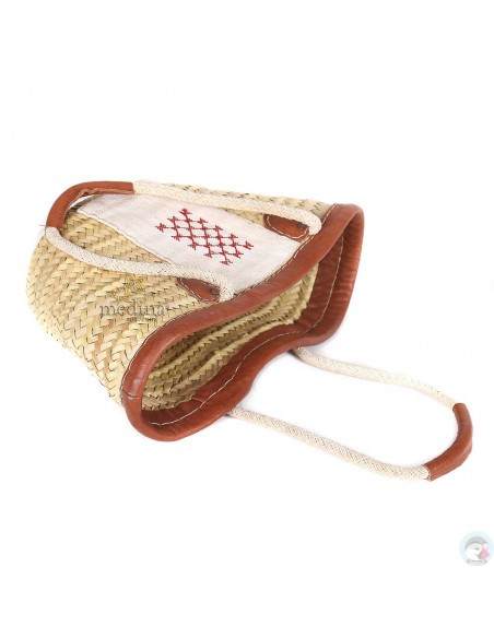 Panier en osier et cuir motif chergui