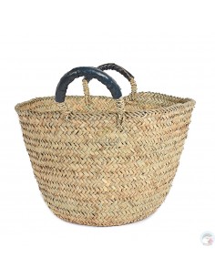 Panier marocain avec poignées en cuir noir