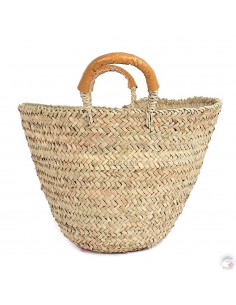 Panier marocain avec poignées en cuir orange
