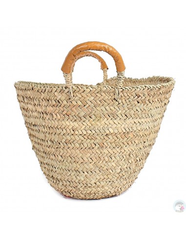 Panier marocain avec poignées en cuir orange