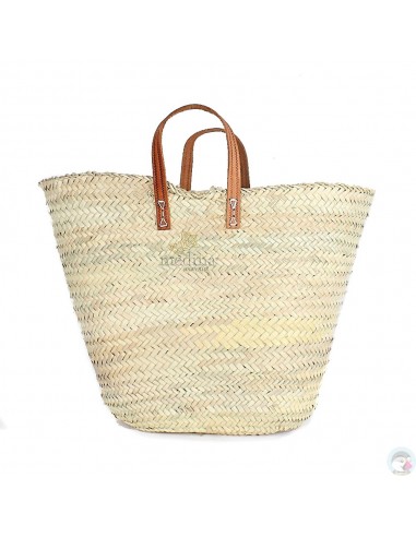 Panier marocain classique avec poignées en cuir naturel