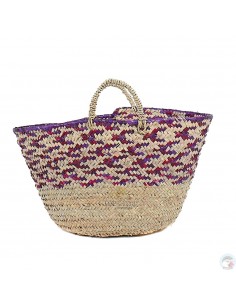 Panier marocain design avec poignées en corde tréssée à motif unique