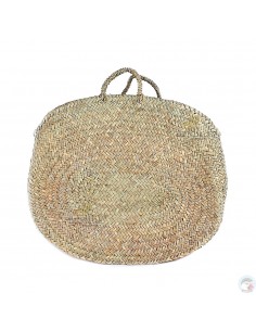 Panier marocain classique rond avec poignées en corde tressée