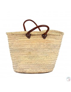 Panier marocain avec poignées en cuir marron