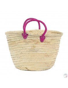 Panier marocain avec poignées en cuir violet