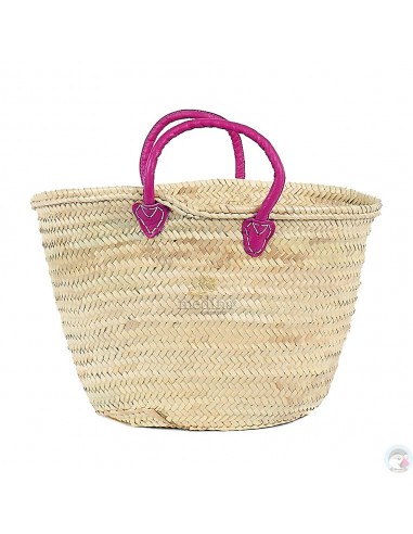 Panier marocain avec poignées en cuir violet