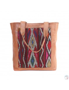 Sac a main Kilim en cuir naturel