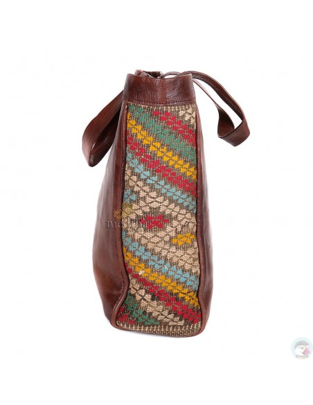Sac à main style cabas kilim marron