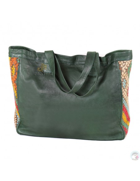 Sac à main style cabas kilim noir