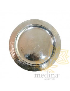 Plateau rond argent martelé