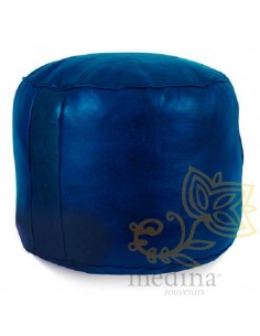 Pouf rond rosace bleu,...