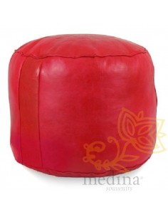 Pouf rond rosace rouge,...