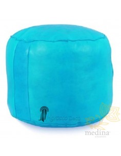 Pouf rond rosace turquoise,...