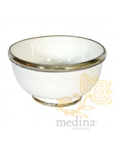 Bol artisanal blanc cerclé...