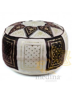 Pouf fassi en cuir Ivoire...