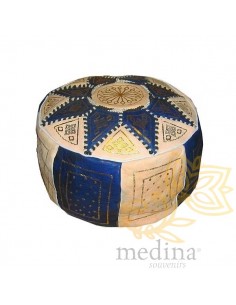 Pouf fassi en cuir Ivoire...