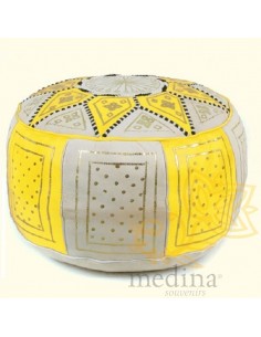 Pouf fassi en cuir Jaune et...