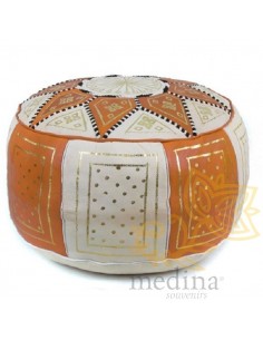 Pouf fassi en cuir Orange...