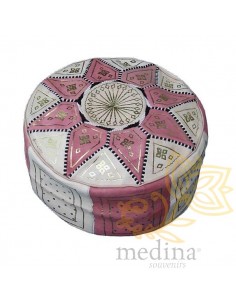 Pouf fassi en cuir Rose et...