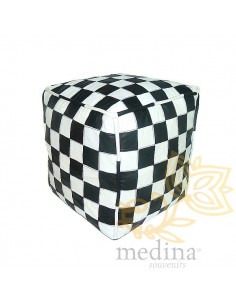 Pouf en cuir blanc et noir...