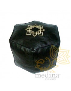 Pouf marocain hexagonale noir
