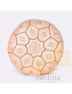 Pouf Nejma en cuir latte et...