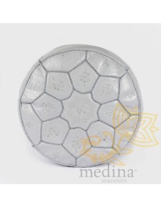 Pouf Nejma en cuir gris,...