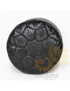 Pouf Nejma en noir cuir,...