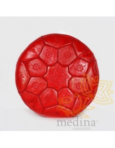 Pouf Nejma en cuir rouge,...